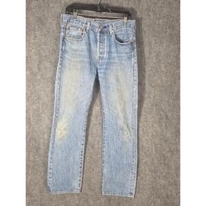 Levi Strauss 501 Original Fit Jeans Mens 31x30 Wash Blue Button Fly Denim Casual